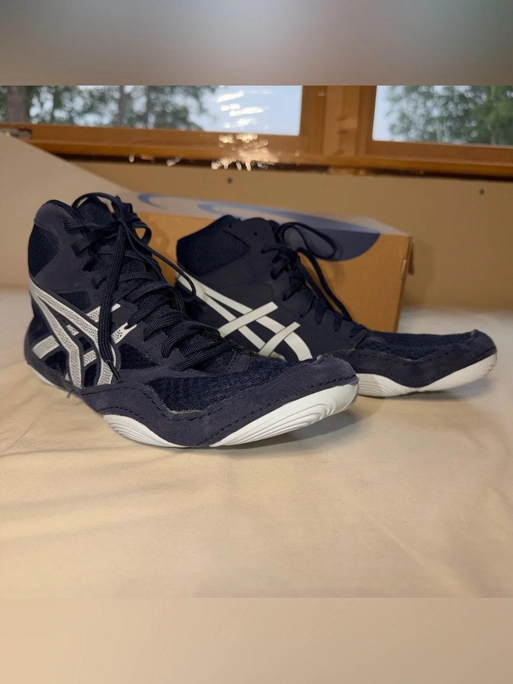 Men’s Asics Navy and Gray Men’s Snapdown 4 Wrestling Shoes